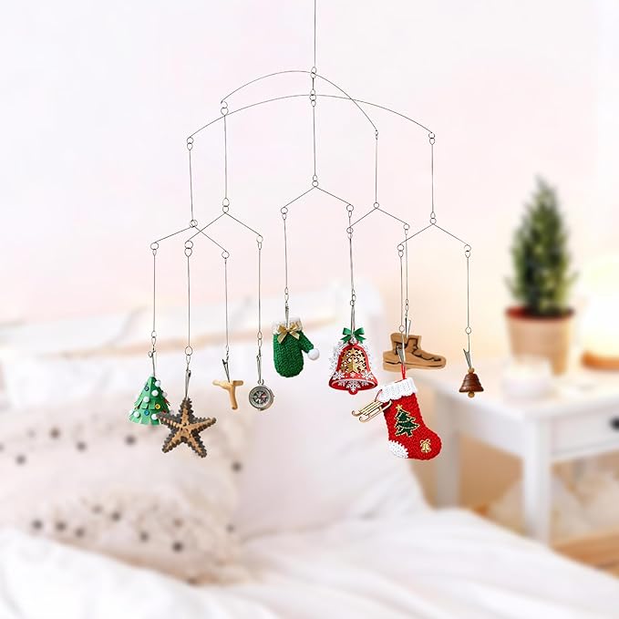 Wind Chime Style Photo Clip Geometric Photo Mobile Metal Hanging Mobile for for Hanging Pictures Notes Postcards Memo Artworks Home Decor