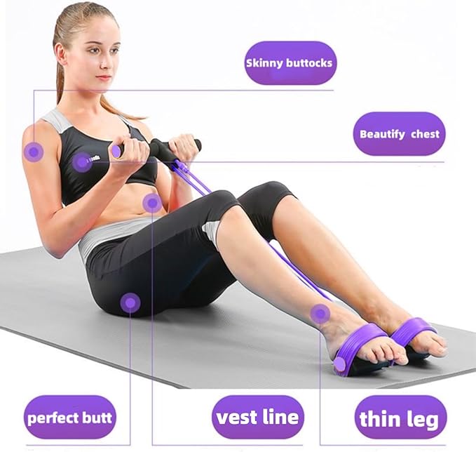 Resistance Bands for Exercise,6-Tube Elastic Yoga Pedal Puller Resistance Band, Natural Latex Tension Rope Fitness Equipment, for Abdomen/Waist/Arm/Leg Stretching Slimming Training