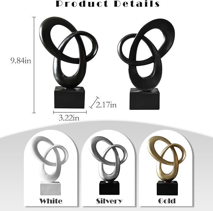 Dosker Knot Decor Mobius Stripe Statue,Modern Abstract Sculpture for Home Decor,Coffee Table Decor for Living Room,Office(Black)