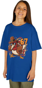 Dabbing Turkey 67 Funny Thanksgiving Pilgrim Kids Boys Girls Cool Swag Retro Fall Football Feast