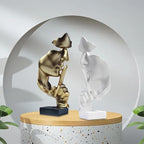 aboxoo Thinker Statue, Silence is Gold Abstract Art Figurine, Modern Home Resin Sculptures Decorative Objects Shelf Decor,Tabletop for Home Decor,Man Office Study Desk Statue (Large Gold)
