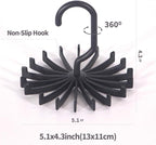 4 Pack Tie Rack Hanger Holder Hooks Organizer for Mens, 360 Degree Rotating Tie Racks, Black