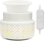 VICTORIA AROMA Cearmic Wax Melt Warmer with Timer - Candle Melter with Silicone Liner Electric Wax Warmer for Scented Wax, Fragrance Oil Burner for Home, Office, Bedroom Decor, and Gifts