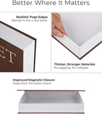 Premium Linen Faux Book Box Set of 2: Aesthetic Book Safe with Hidden Storage for Living Room Console Table & Bookshelf Decor, Home Organizer, Green & Beige, Tallest 10.67in