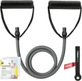RitFit Single Resistance Exercise Band with Comfortable Handles - Ideal for Physical Therapy, Strength Training, Muscle Toning - Foam Padding Door Anchor and Starter Guide Included