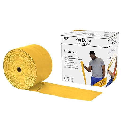 CanDo Low Powder Exercise Band, 50 yard roll, Gold: XXX-Heavy