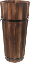ABOOFAN Wooden Umbrella Stand Holder Umbrella Bucket Rack for Entryway Freestanding Canes Walking Sticks Holder Tall Wooden Planter Barrel, 42.00X21.00X21.00CM, brown