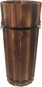 ABOOFAN Wooden Umbrella Stand Holder Umbrella Bucket Rack for Entryway Freestanding Canes Walking Sticks Holder Tall Wooden Planter Barrel, 42.00X21.00X21.00CM, brown