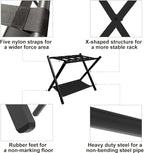 Folding Luggage Rack for Guest Room, Metal Foldable Suitcase Stand Holder with Cloth Shelf for Bedroom, Black, 2pack