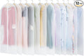 12 Pack Garment Bags for Hanging Clothes - Translucent Dress Bag for Closet Wardrobe Storage Travel - 24" x 57"