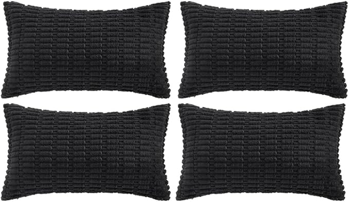 Fancy Homi 4 Packs Decorative Throw Pillow Covers for Living Room Couch Bed, Modern Farmhouse Boho Home Décor Accent Cushion Case, 24" x 14", Black