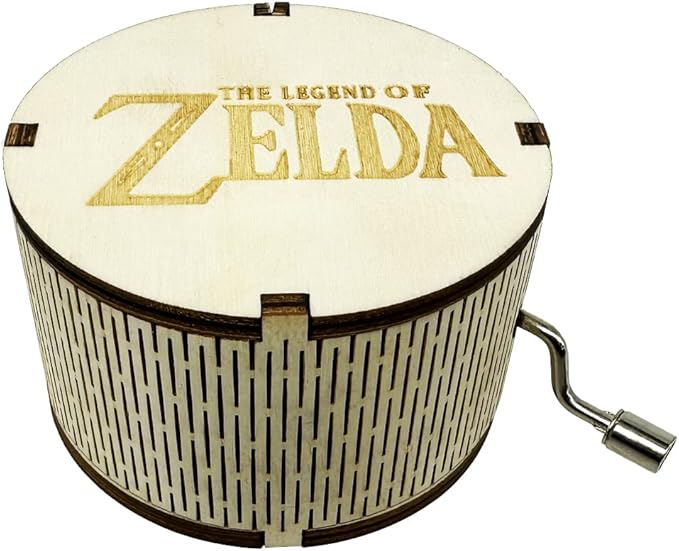 Youtang Zelda:Song of Storms from Ocarina of Time Wood Music Box, Round Antique Engraved Handcrank Wooden Musical Boxes Gifts for Lover, Boyfriend, Girlfriend, Husband, Wife(White)