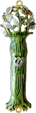 4.9 Inches Hand-Painted Mezuzah, Exquisite Enamel Design with Scroll Included for Jewish Occasions