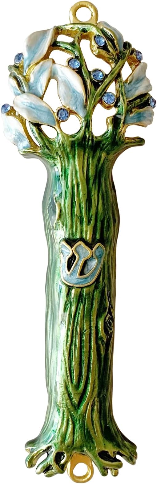 4.9 Inches Hand-Painted Mezuzah, Exquisite Enamel Design with Scroll Included for Jewish Occasions