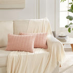Fancy Homi 4 Packs Decorative Throw Pillow Covers for Living Room Couch Bed, Modern Farmhouse Boho Home Décor Accent Cushion Case, 24" x 16", Blush Pink