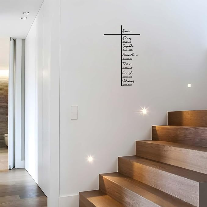 Elegant Metal Christian Inspirational Bible Verses Cross Wall Art - 11.8" Scripture-Inspired Design Hanging Decor for Home Living Room Farmhouse Church Prayer Room Religious Gift