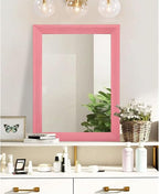 AAZZKANG Rectangle Mirror with Wood Frame Modern Farmhouse Wall Mirrors Decor Large 26"x18" for Bedroom Bathroom Living Room Pink