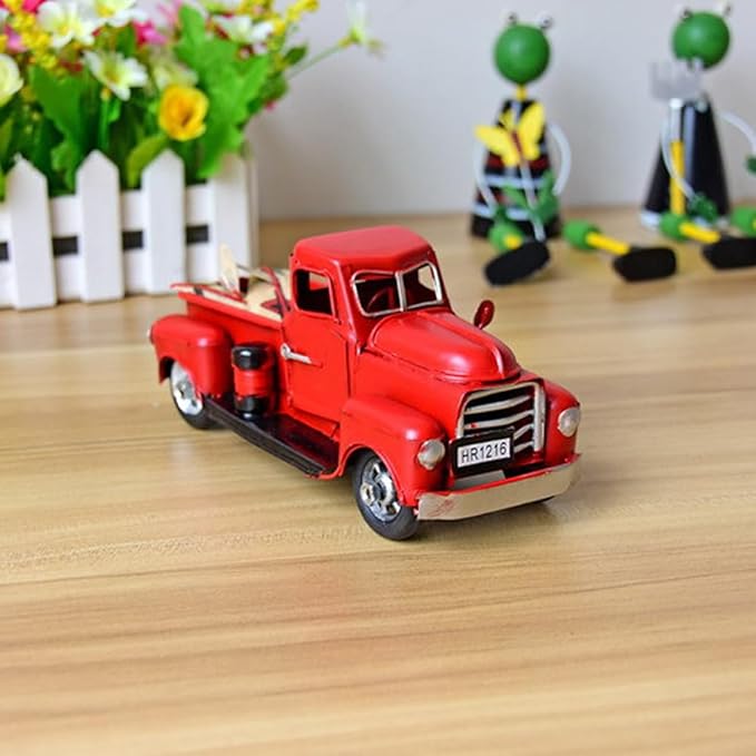 PRETYZOOM Vintage Handmade Iron Car Model Red Miniature Desktop Ornament Classic Vehicle Decor for Home Office Unique for Vehicle Lovers Craftsmanship Functional