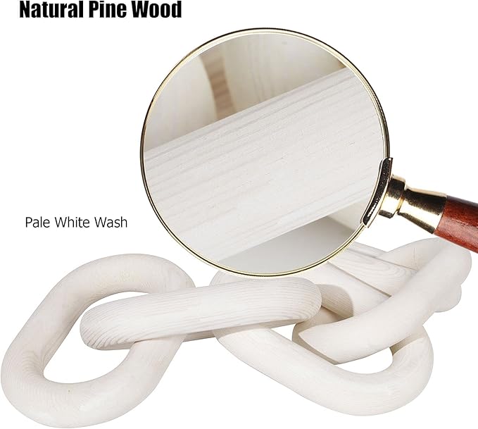 HMASYO White Wood Chain Link Decor, 5-Link Wooden Decorative Chain Home Decor Accents, Coffee Table Decor, Shelf Decor Aesthetic, Modern Bookshelf Table Decorative Objects for Living Room