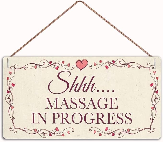 Wood Sign Wall Art Poster Coffee bar Bar Sign Home Decor,Shhh…. Massage in Progress - Hanging Privacy Quiet Please Salon Sign,12" X 6" inches (WD016)