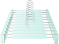 Clothes Pants Hangers, Space-Saving Skirt Holders with 360 ° Swivel Hooks, Adjustable Clips, Trouser Hangers, Clothes Coat Garment Jeans Hangers (10 Pack, Green)