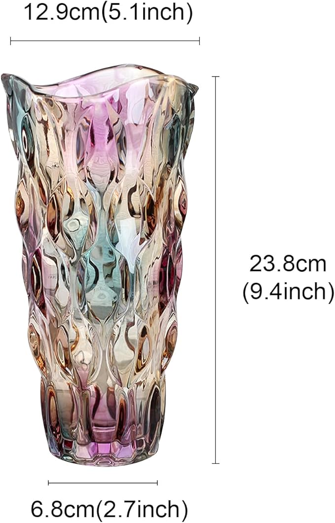 CEMABT Glass Vases for Flowers，Thickened 3.4 lb Morden vases for Tables Centerpieces, vase for Home Decor, Crystal,Colorful and Clear Rose Large Vases Christmas Day Gifts(Heavy Duty)