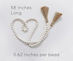 Rool 58in Wood Bead Garland Modern Farmhouse Decor Garland Boho Prayer Beads Neutral Home Decor Wood Beads with Tassels (Natural)
