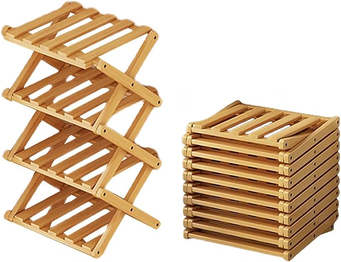 Vertical Shoe Rack Small Narrow Shoe Racks 4-Tier Folding Shoe Storage Rack No Installation Shoes Organizer Shelf Standing Storage Shoe Rack for Entryway Hallway Corridor Room Corner Storage
