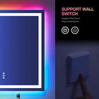 LOAAO 24"x36" LED Bathroom Mirror with Lights, Anti-Fog, Dimmable, RGB Backlit + Front Lighted, Bathroom Vanity Mirror for Wall, Memory Function