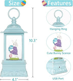 Easter Snow Globe, Easter Decorations for The Home, Lighted Glitter Bunny Snowglobe Lantern for Spring Home Decor