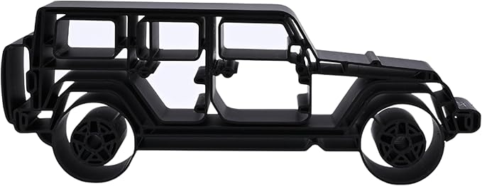 Jeep Wrangler Sculpture - Minimalist Decorative Accent for Off - Road Enthusiasts & Modern Home Decor | Collectible Design (Jeep Wrangler 4 Door Side View Matte Black)
