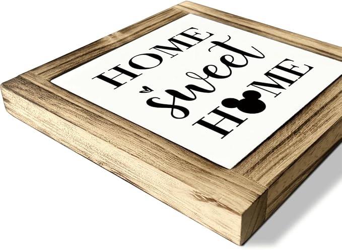 Home Sweet Home Sign, Warm Decoration for Front Door Porch, Kitchen Decor, Living Rom Decors, Decorative Wooden Box Sign, Farmhouse Desk Decor, Housewarming Gift, 5.9×5.9 inches