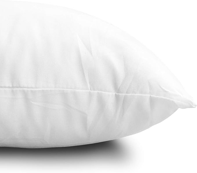 Edow Throw Pillow Insert, Lightweight Soft Polyester Down Alternative Decorative Pillow, Sham Stuffer, Machine Washable 12x12 (White, 4 Count (Pack of 1))
