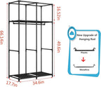SORCEDAS Portable Wardrobe Closet Storage Organizer Metal Hanging Rack Non-Woven Fabric 34 Inch Coffee (34 Inch, Blue)