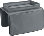 5 Pockets TV Remote Control Holder Couch Sofa Tray Armrest Organiser Oxford Chair Couch Caddy Sofa Armrest Bag Bedside Storage Hanging Organiser for Magazine Books Snack Mobile DVD Cellphone (Grey-a)