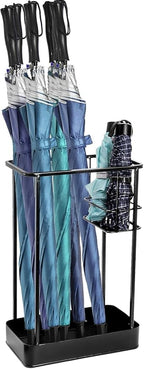 Umbrella Stand, Metal Umbrella Holder for Entryway, 17 × 11.2 × 6 Inches Umbrella Rack Organizer, Umbrella Holder Rack for Umbrella Storage, Office, Black, Rectangle