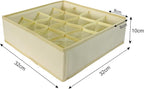 3 Pack Sock and Underwear Drawer Organizer 16 Cell Sock Holders For Closet Organization and Storage Dividers,Foldable(Beige)