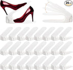 24 Packs Shoe Slots Organizer, Adjustable 4 Level Shoe Stacker, Double Layer Stack Shoe Holder, White Plastic Shoes Space Saver, Thickening Shoe Rack Holder for Closet Organization
