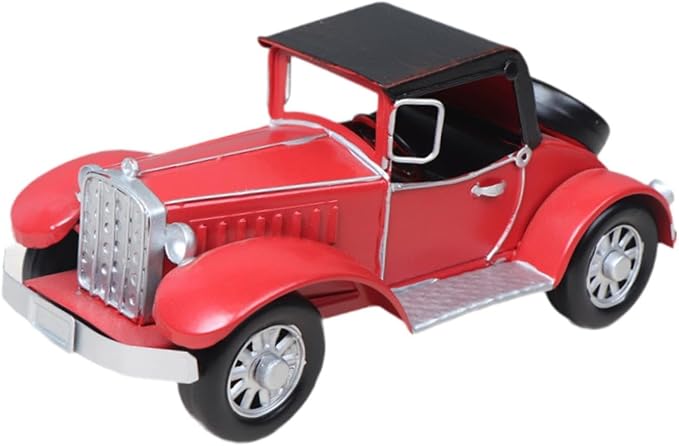Fenteer Classic Cars Model Collectible Vehicles Desktop Ornament Creative Vintage Decor Car Figurine for Table Centerpiece Home, Red Argent