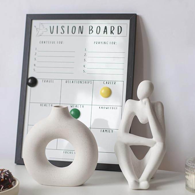 CEMABT White Donut Vase Hollow Ceramic Vase for Flowers Handmade Minimalist Boho ins Style Modern Home Decor for Wedding Dinner Table Party Living Room Office Bedroom(S)