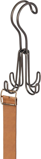 iDesign Classico Metal Over the Rod Hooks, Closet Accessory Organizer for Ties, Belts, Scarves, Handbags, Jewelry, 2.8" x 2.8" x 6.5", Bronze