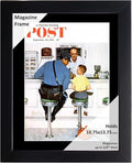 Creative Picture Frames 10.75 x 13.75 Magazine Frame with Full-Strength Glass, Holds Up To A 1/4" Thick Media with Installed Hangers for Easy Mounting, 12x15 Black Frame with Black Mat