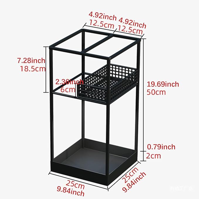 Umbrella Holder Iron Stand Rack Storage Bin Freestanding Organizer with Hollow Out Design Promotes Suitable for Home Office Corridor Apartment, Black