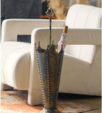 Vintage Wrought Iron Umbrella Stand, Distressed Umbrella Holder with Handle, Floor Standing Umbrella Storage, Multi-scene Umbrella Basket for Entryway, Living Room