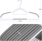 Coat Hangers 30 Pack, Plastic Clothes Hangers Non Slip with Rubber Grip, Heavy Duty Hanger with 360° Swivel Metal Hook, Ultra Thin Hangers Space Saving for Closet Organizer, White and Dark Gray