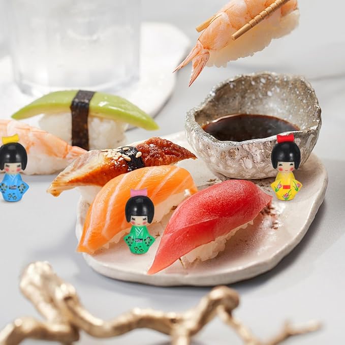 ABOOFAN 12pcs Japanese Kimono Dolls Traditional Kokeshi Dolls Ornaments Small Collectible Figurines for Office Bar Home Party Table Decoration