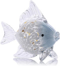 Large Hand Blown Glass Fish Figurines, Aquarium Sea Glass Art, Blue White Fish Statue Sculpture Modern Coastal Accent - for Beach Knick Knacks, Coffee Tables, Nautical Offices Centerpiece