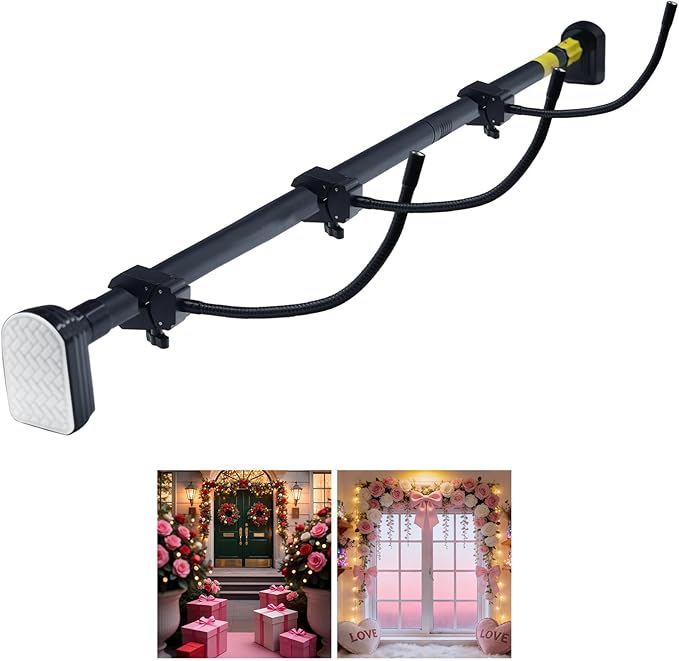 Front Door Garland Hanger Suitable for 32"-80" Width Doors, Tool-Free Non-Destructive Adjustable Hanger for Valentine's Day Wreaths, Heart Decorations, String Lights
