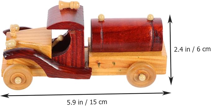 OUNONA Vintage Wood Car Model Ornament Miniature Desktop Automobile Decoration for Retro Room Decor and Stylish Wooden Craft for Living Room Bedroom Study and House