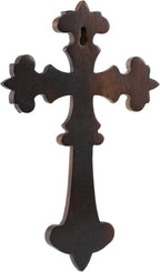 DAICAT - Hand-carved Cross, Wood Cross for Wall 9.8 Inch, Cross Wall Decor for Home, Rustic Crucifix Gift for Mom and Dad, Hand made Mother's Day Gifts for Mom, Wife, Sister, Grandma (No 2)